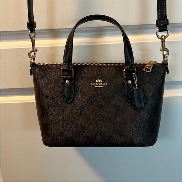 Coach Mini Gallery Crossbody In Signature Canvas Brown Black - Picture 3 of 7